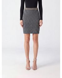 Balmain - High-Waisted Knit Mini Pencil Skirt With Sequin Embroidery - Lyst