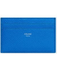 Celine - Leather Card Holder With Logo - Lyst