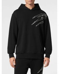 Philipp Plein - Cotton Hoodie With Graphic Print And Hexagon Logo - Lyst