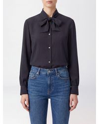A.P.C. - Chemise Rayée En Viscose À Manches Longues Et Col Lavallière - Lyst