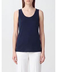Max Mara - Sleeveless U-Neck Slim Fit Crêpe De Chine Top - Lyst