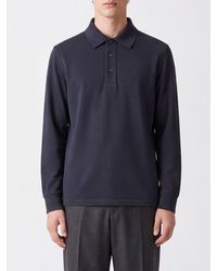 Canali - Long-Sleeved Three-Button Cotton Polo Shirt - Lyst