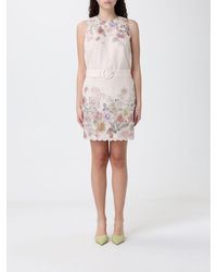 Twinset - Floral Print Linen Mini Dress - Lyst