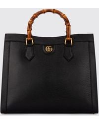 Gucci - Diana Grained Leather Tote Bag With Bamboo Handles - Lyst