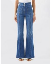 Elisabetta Franchi - Flared Denim Jeans - Lyst