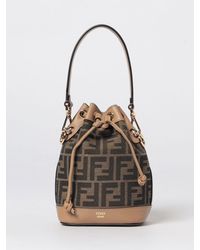 Fendi - Mini Mon Tresor Canvas And Leather Bag With Ff Jacquard Monogram - Lyst