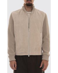 BOSS - Suede Jacket With High Neck, Zip Closure And Ribbed Cuffs - Lyst