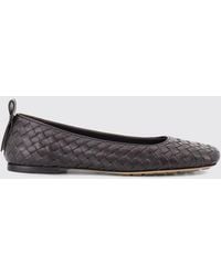 Bottega Veneta - Charlotte Woven Lambskin Square-Toe Ballet Flats - Lyst