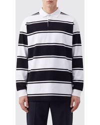 Balenciaga - Striped Long-Sleeved Cotton Polo Shirt With A Ribbed Collar - Lyst