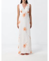 Mar De Margaritas - Long Viscose Dress With Floral Print - Lyst