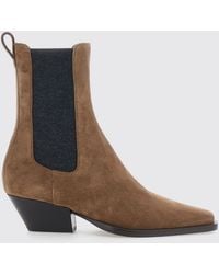 Brunello Cucinelli - Suede Chelsea Ankle Boots With A Low Flared Heel - Lyst
