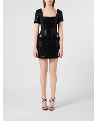Philipp Plein - Crystal And Sequin Embellished Tweed Mini Dress - Lyst