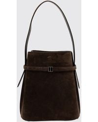 TOTEME - Suede Bucket Bag With Monogram Logo - Lyst