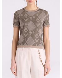 Momoní - Momon&Igrave Jacquard Viscose Blend Crew Neck Sweater - Lyst
