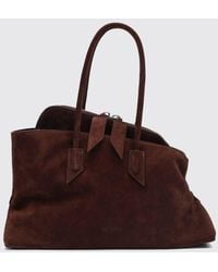 The Attico - La Passeggiata Asymmetric Suede Shoulder Bag With Double Zip - Lyst