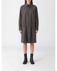 MM6 by Maison Margiela - Gabardine Chemisier Mini Dress With Drawstring Waist - Lyst
