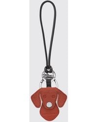 Longchamp - Dog Suede Leather Animal-Shaped Keychain With Ring - Lyst