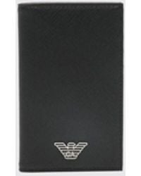 Emporio Armani - Saffiano Faux Leather Card Holder - Lyst