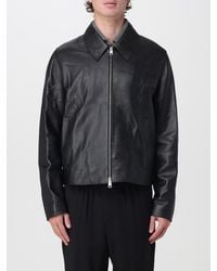Ami Paris - Smooth Lambskin Leather Jacket With Zip Closure And Classic Collar - Lyst
