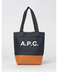 A.P.C. - Alex Tote Denim And Leather Shoulder Bag - Lyst