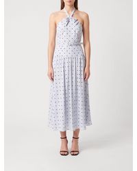 Alessandra Rich - Polka-Dot Silk Halter-Neck A-Line Midi Dress - Lyst
