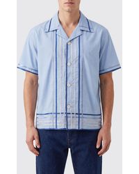 Bode - Striped Cotton Bowling Shirt With Cuban Collar And Short Sleeves - Lyst