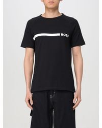 BOSS - T-shirt in cotone con logo stampato - Lyst