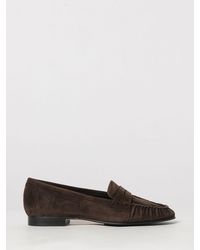 Aeyde - Aldous Suede Penny Loafers With A Low Block Heel - Lyst