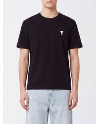 Ami Paris - Crewneck Cotton T-Shirt With Embroidered Ami De Coeur Logo And Dropped Shoulders - Lyst
