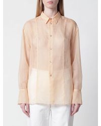 Alberta Ferretti - Pure Silk Shirt With French Collar And Long Sleeves - Lyst