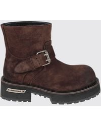 Balenciaga - Suede Calfskin Biker Boots With Lug Sole - Lyst