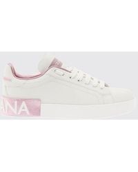 Dolce & Gabbana - Dolce &Amp Gabbana Portofino Calfskin Trainers With Logo And Details - Lyst