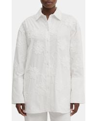 ROTATE BIRGER CHRISTENSEN - Cotton Shirt With Floral Embroidery - Lyst