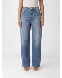 Rag & Bone - High-Waisted Wide-Leg Cotton Denim Trousers With Five Pockets - Lyst