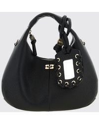 Ganni - Mini Recycled Leather Hobo Bag With Butterfly Logo And Charm - Lyst