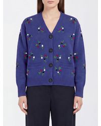 Marni - Virgin Wool And Cashmere Cardigan With Floral Embroidery - Lyst