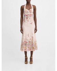 Twinset - Robe Midi En Lin Avec Imprimé Floral - Lyst