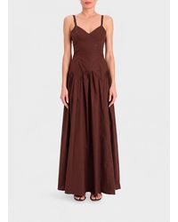 Twinset - A-Line Stretch Cotton Maxi Dress With V-Neck And Thin Straps - Lyst