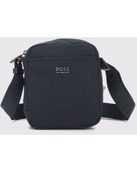 BOSS - Polyamide Crossbody Bag With Metal Logo And Adjustable Strap - Lyst