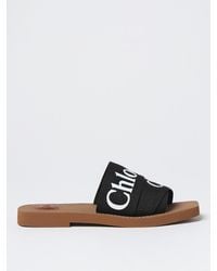 Chloé - Chlo&Eacute Fabric And Rubber Sliders - Lyst