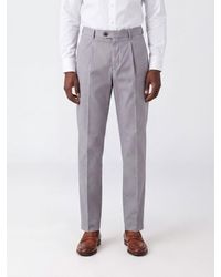 Brunello Cucinelli - Slim Fit Tailored Cotton Trousers - Lyst