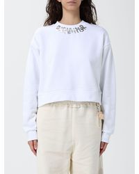 DISCLAIMER - Cropped Cotton Jumper With Printed Logo And Crew Neck - Lyst