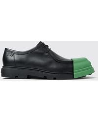 Camper - Junction Smooth Calfskin Leather Derby Shoes With Rubber Toe - Lyst