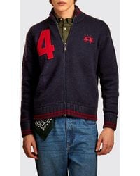 La Martina - Wool Blend Crewneck Cardigan With Two-Way Zip Closure - Lyst