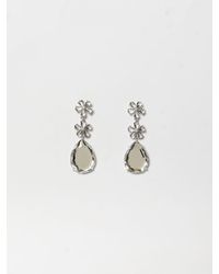 Self-Portrait - Teardrop Crystal-Embellished Brass Drop Earrings - Lyst