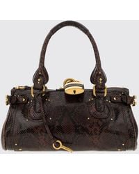 Chloé - Chlo&Eacute Paddington Python-Print Leather Handbag With Padlock - Lyst