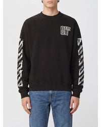 Off-White c/o Virgil Abloh - Diagonals Print Cotton Crewneck Sweatshirt With Back Arrow Logo - Lyst