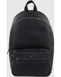 BOSS - Ray Pebbled Leather Backpack With External Patch Pocket And Emed Logo - Lyst
