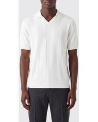 Kangra - Short-Sleeved V-Neck Viscose Knit Polo Shirt With Ribbed Trims - Lyst