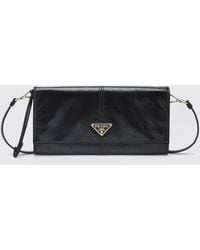 Prada - Leather Wallet Bag With Logo - Lyst